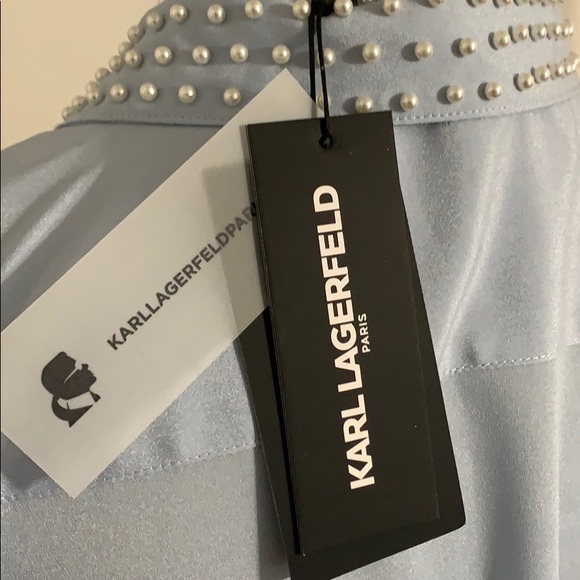 Karl Lagerfeld Paris Pearl Collar Blouse - Picture 9 of 15